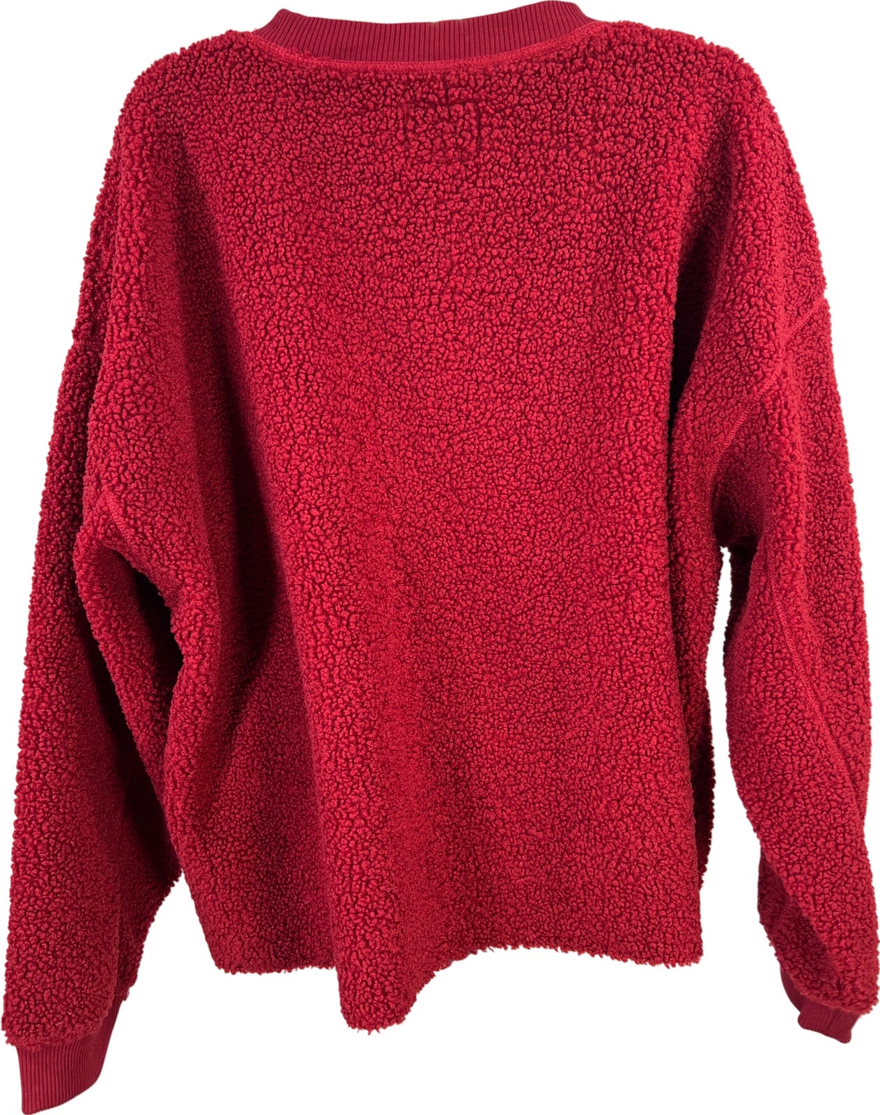 American Eagle Women’s Red Long Sleeve Sherpa Cropped Sweater - L