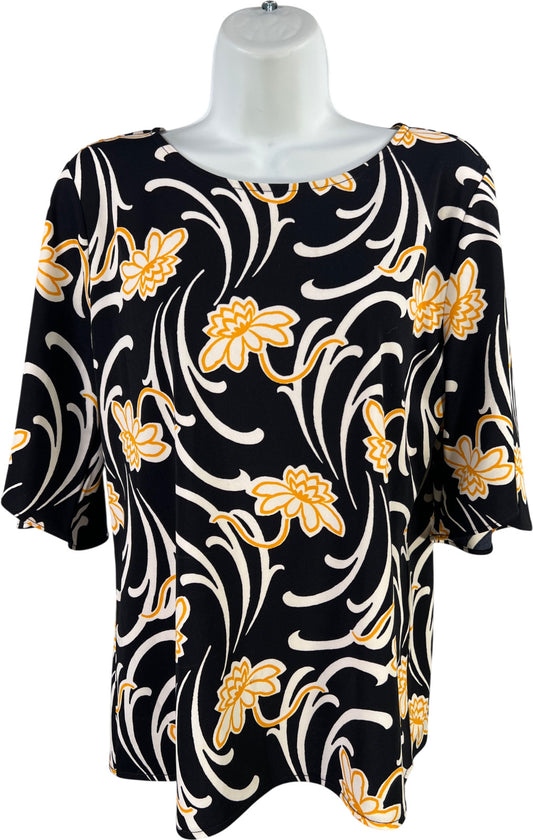 Ann Taylor Women’s Blue/Yellow Floral 3/4 Sleeve Blouse - M