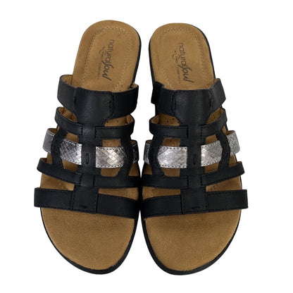 NEW Natural Soul Women's Black/Gray Strappy Joliet Sandals - 8 Wide