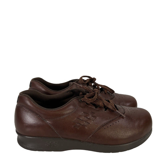 SAS Women's Brown Leather Free Time Comfort Shoes - 8 Wide