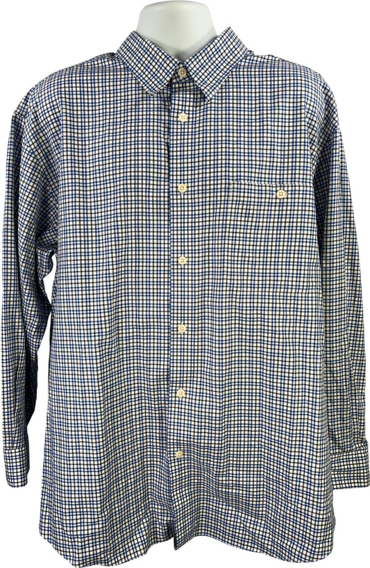 Orvis Men’s Blue Plaid Long Sleeve Button Up Shirt - XXL