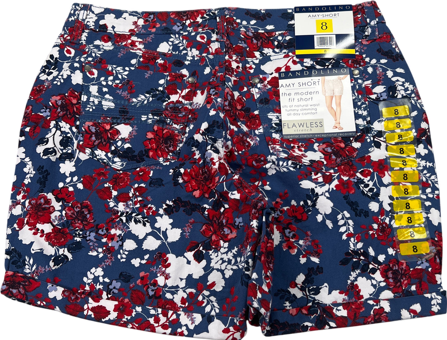 Bandolino Women’s Blue Floral Amy Flat Front Stretch Shorts - 8
