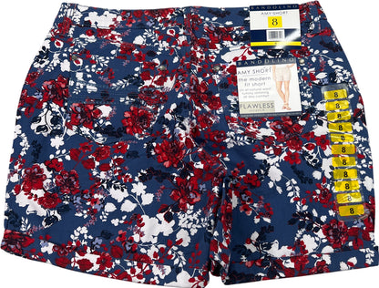 Bandolino Women’s Blue Floral Amy Flat Front Stretch Shorts - 8