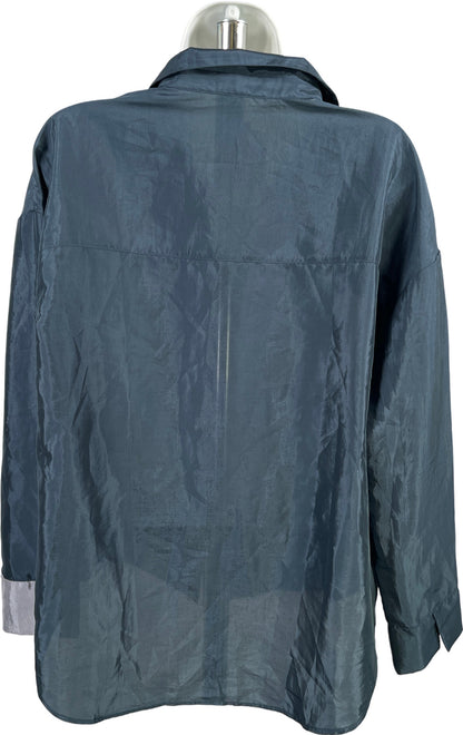 Terra SJ Apparel Women’s Moonlight Blue Long Sleeve Button Up Blouse - M