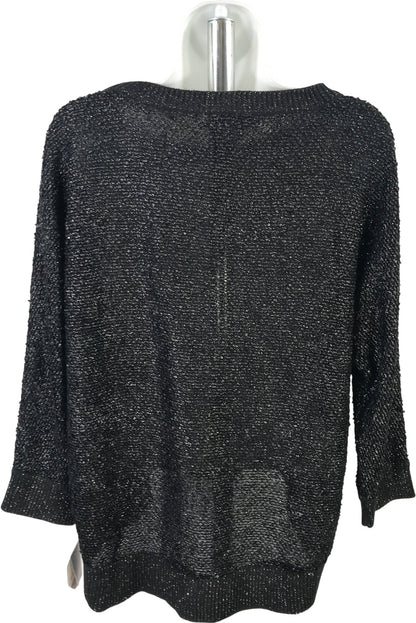 Liz Claiborne Women’s Black Metallic Long Sleeve Knit Sweater Shirt - L