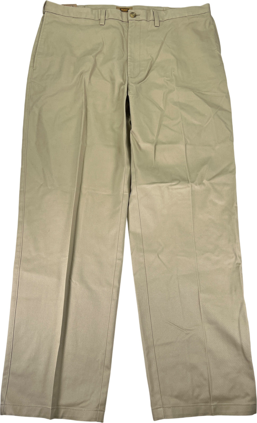 Foundry Men’s Beige Comfort Stretch Wrinkle Free Flat Front Chino Pants - 42x34