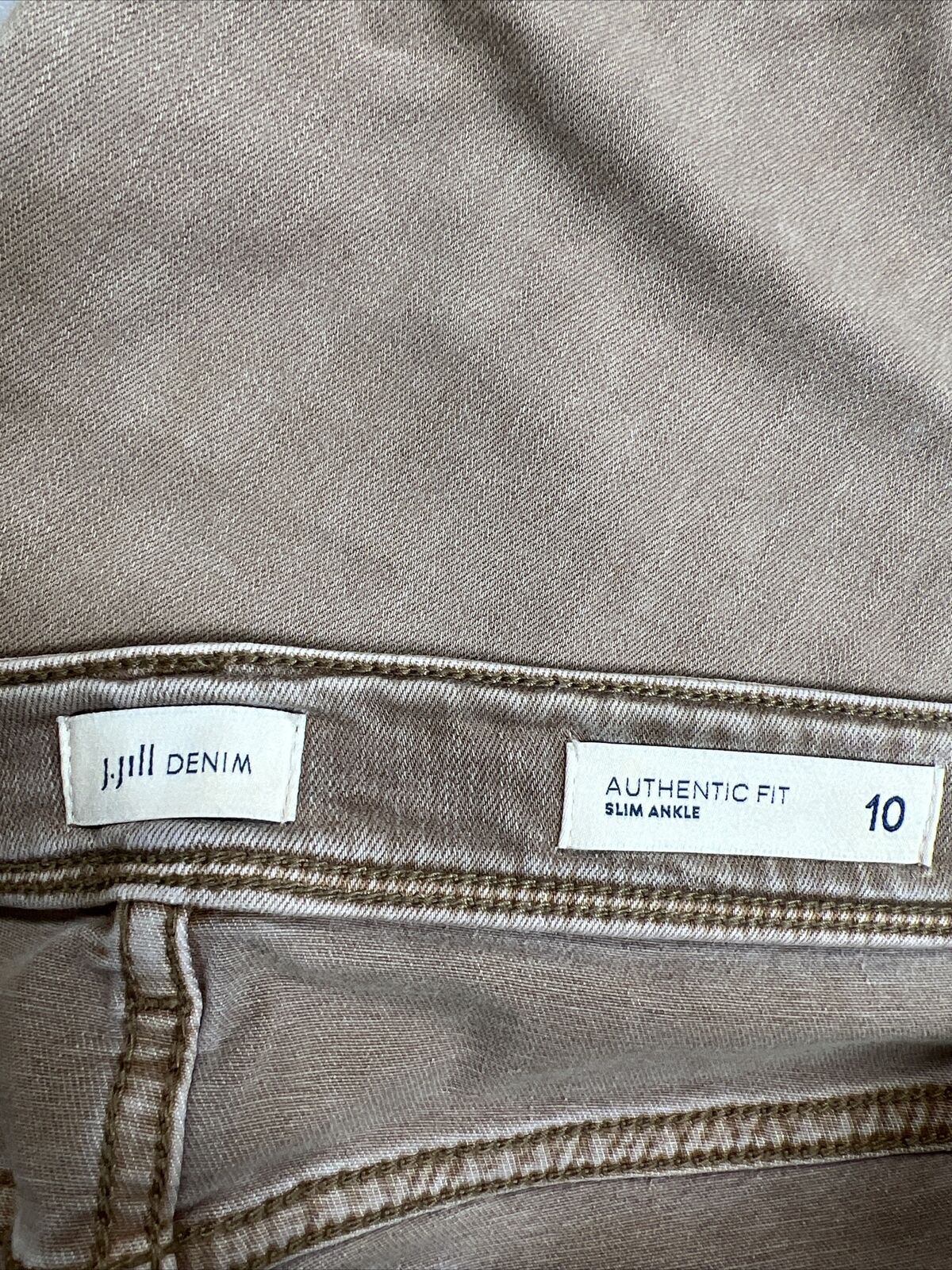J. Jill Women's Beige Authentic Fit Slim Ankle Stretch Jeans - 10