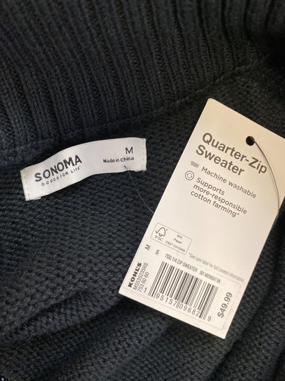 Sonoma Men’s Black 1/4 Zip Long Sleeve Pullover Sweater - M