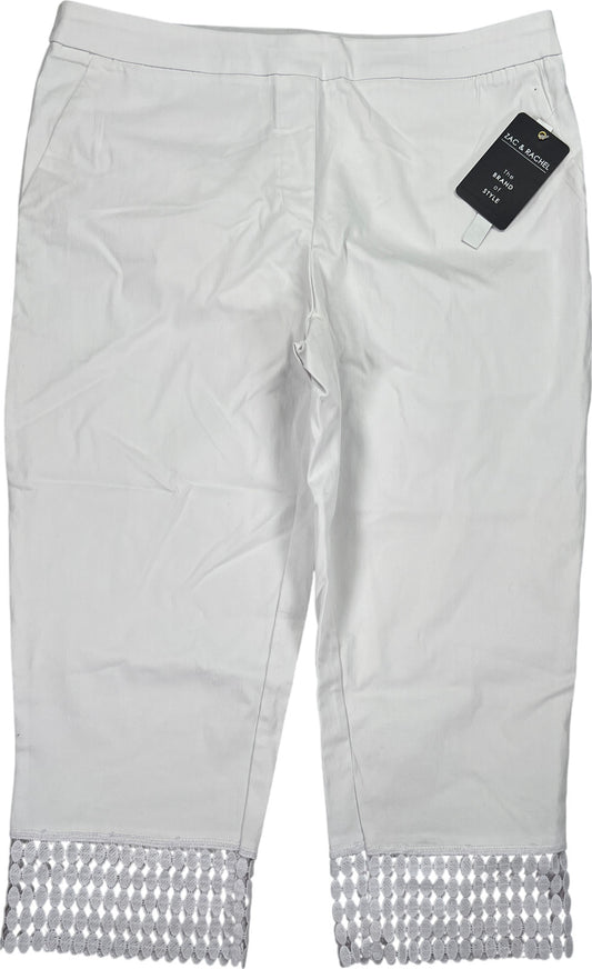 NEW Zac and Rachel Women’s White Slim Crop Pull On Pants - 14