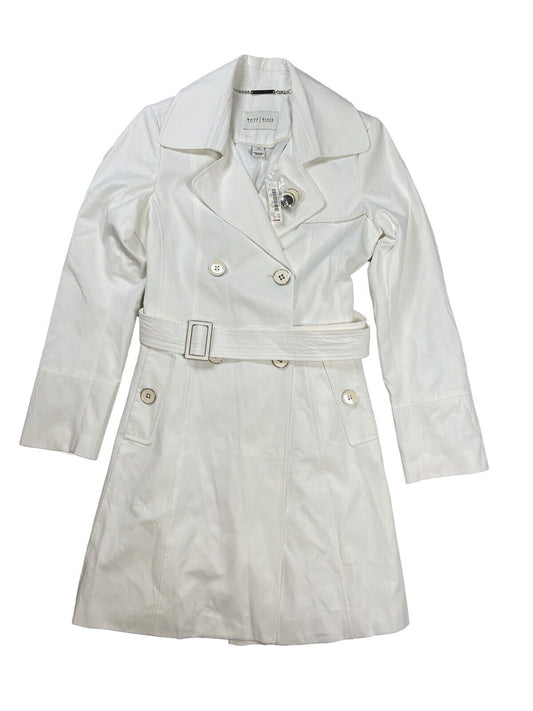 NEW White House Black Market Women's White Button Up Trench Coat - XS