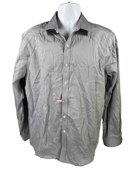 Michael Kors Men's Gray Long Sleeve Slim Fit Button Up Shirt - 34/35