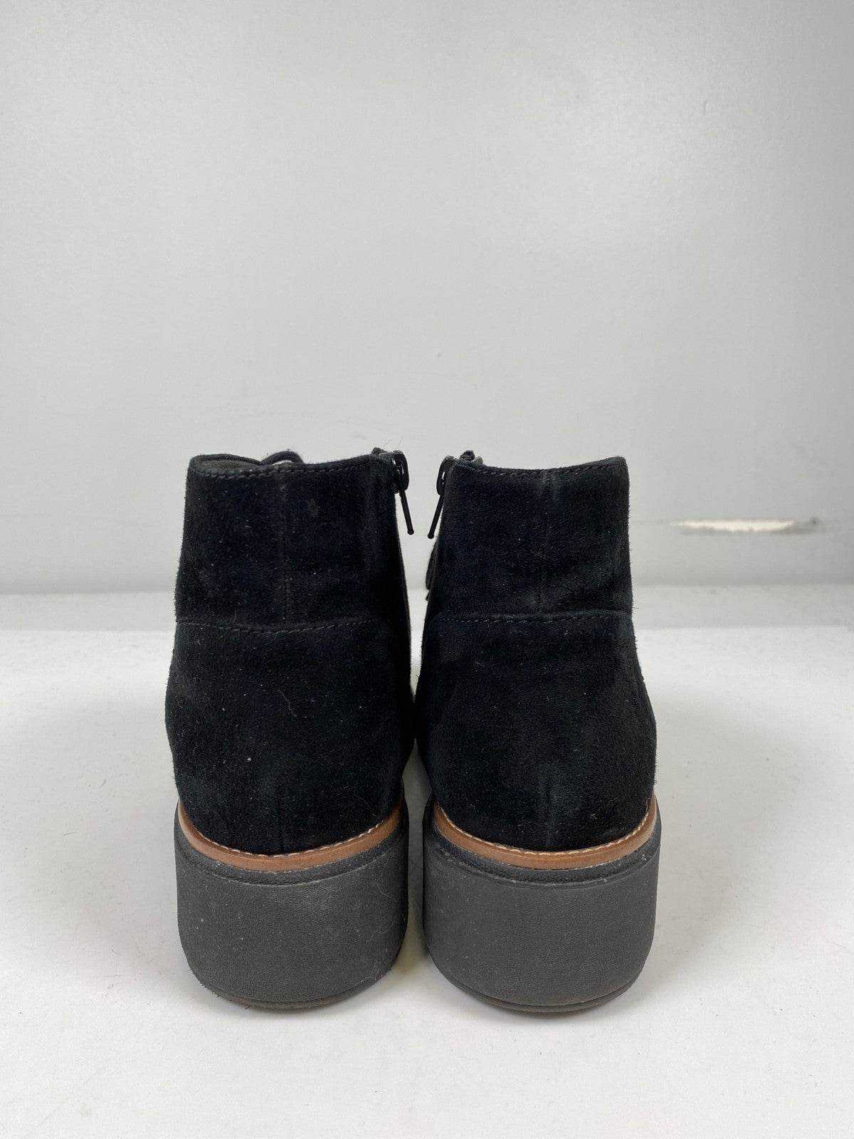 Clarks Collection Women’s Black Suede Sharon Wedge Ankle Boots - 8.5