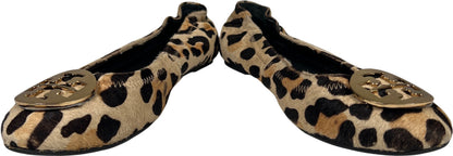Tory Burch Women’s Brown Leopard Reva Print Ballet Flats - 37/US 6.5