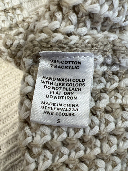 By Together Women’s White/Beige Sleeveless 1/4 Zip Sweater Vest - S