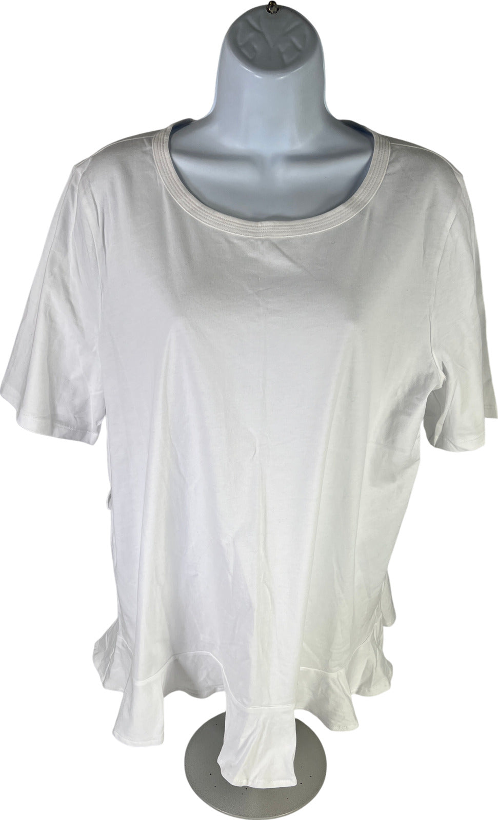 Banana Republic Women’s White Short Sleeve Ruffle Trim T-Shirt - L