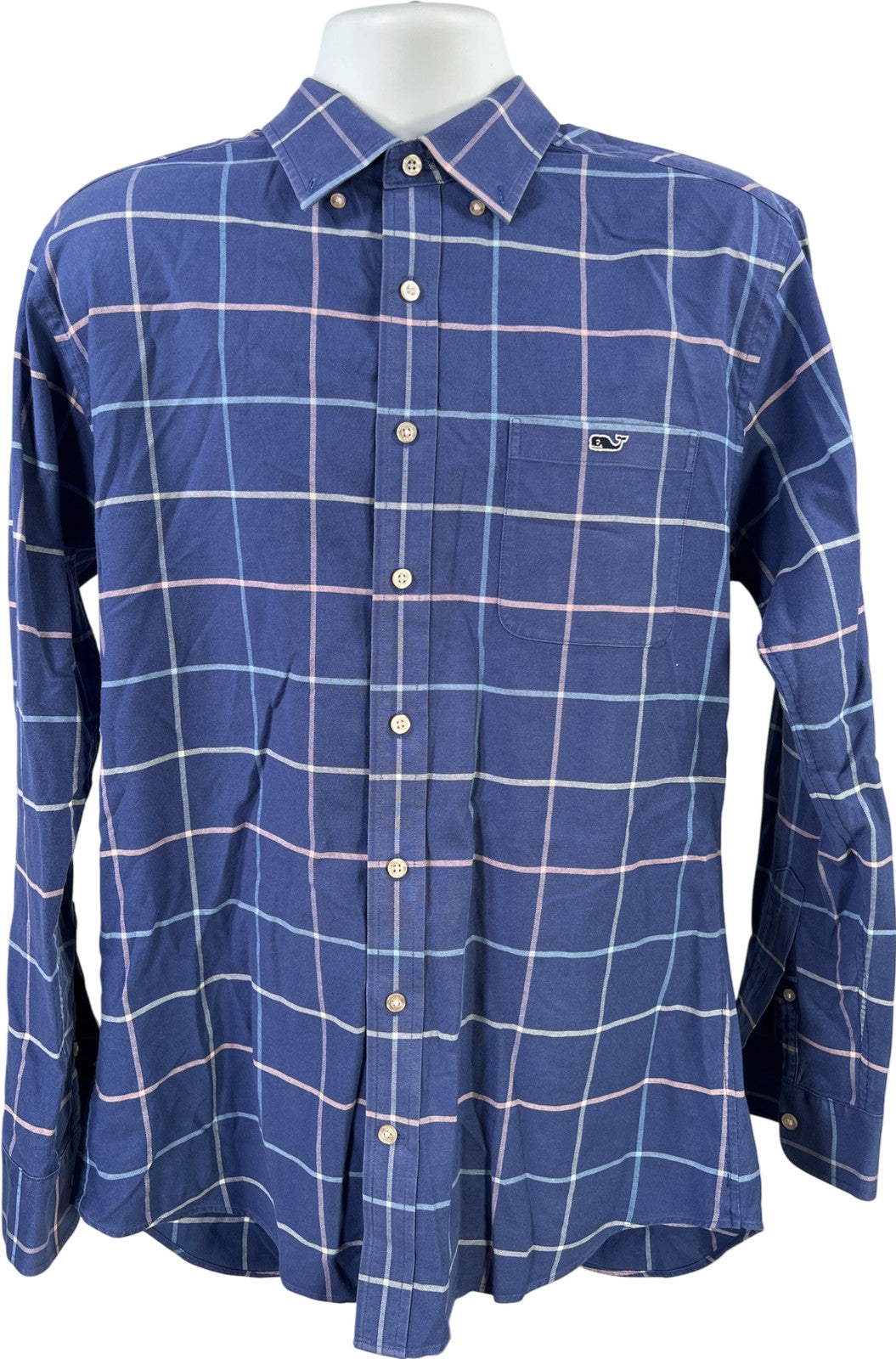 Vineyard Vines Men’s Blue Plaid Button Up Slim Fit Tucker Shirt - L