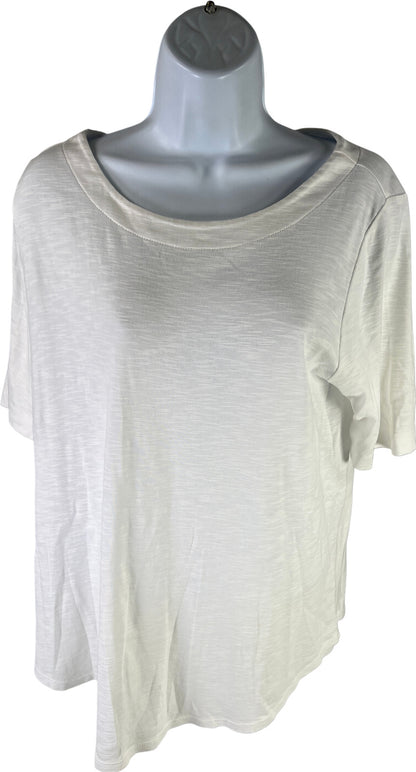 J.Jill Women’s White Pima Slub Elbow Sleeve T-Shirt - M