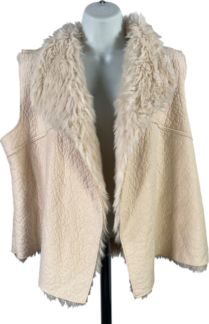 Bisou Bisou Women’s Ivory Faux Leather/Hair Reversible Vest - L