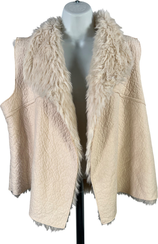 Bisou Bisou Women’s Ivory Faux Leather/Hair Reversible Vest - L
