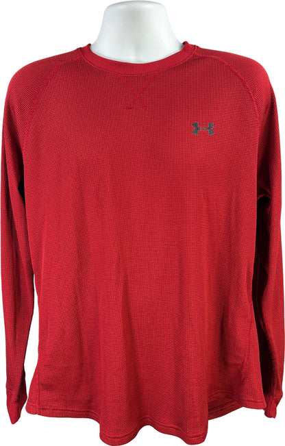 Under Armour Men’s Red Loose Fit Waffle Knit Long Sleeve Shirt - XL