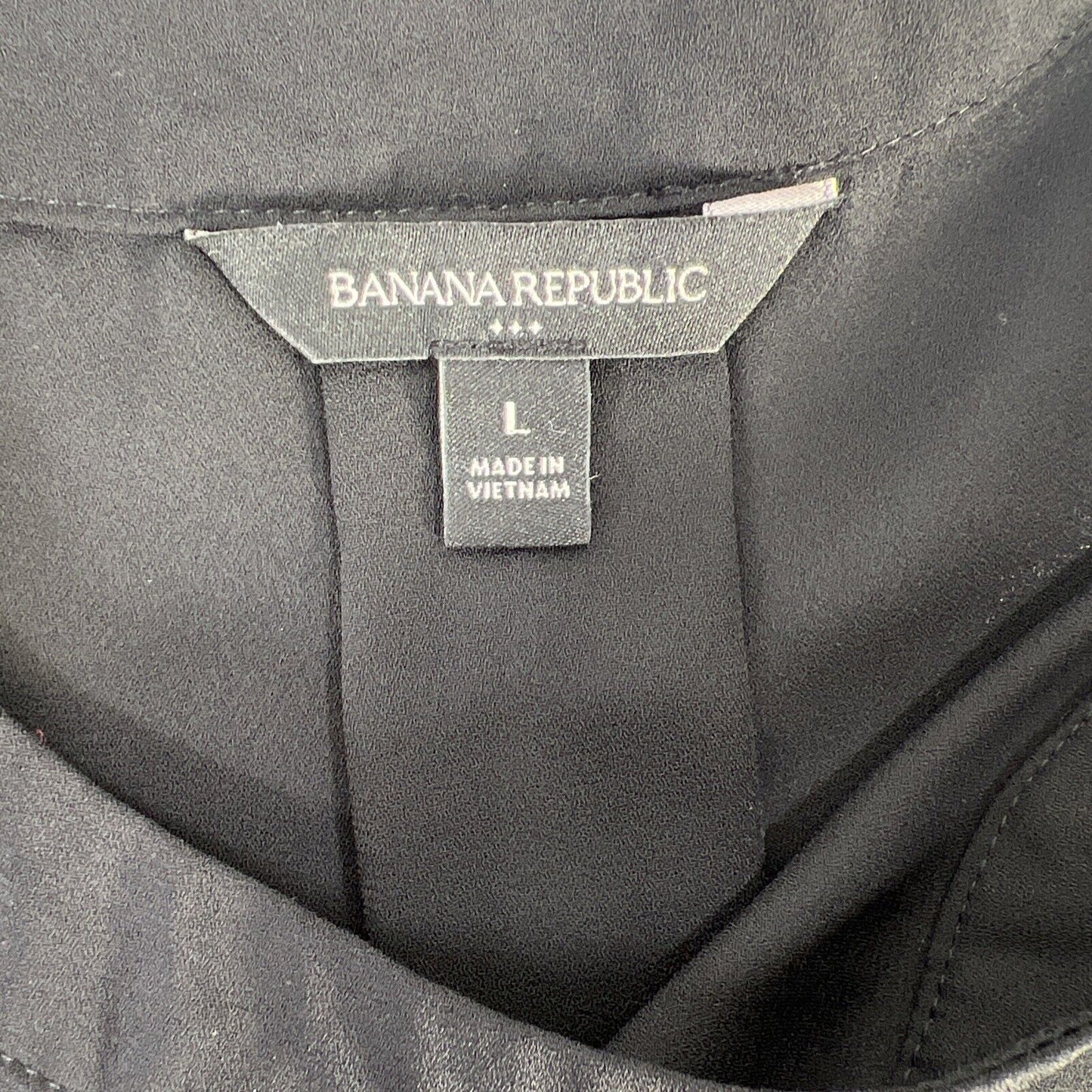 Banana Republic Blusa negra de manga larga transparente para mujer - L