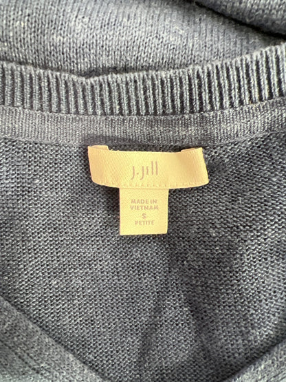 J.Jill Women’s Blue Short Sleeve V-Neck Tunic Sweater Shirt - S Petite