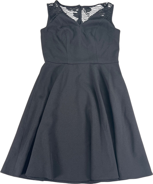 White House Black Market Women’s Black Mesh Top Sleeveless A-Line Dress - 2