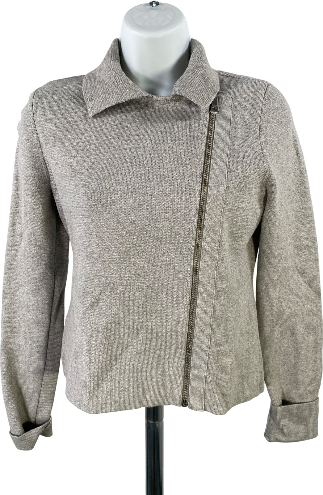 Ann Taylor Women’s Gray Asymmetrical Full Zip Sweater Jacket - XS