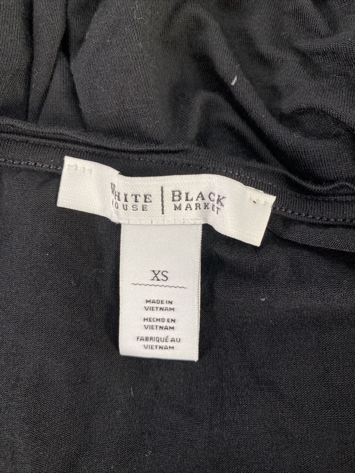 White House Black Market Camiseta negra de manga larga con cuello en V para mujer - XS