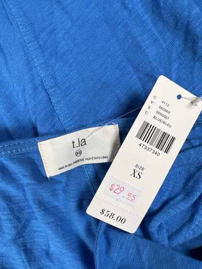 T.la Women’s Blue Button Up Tie Front Sleeveless Tank Top - XS