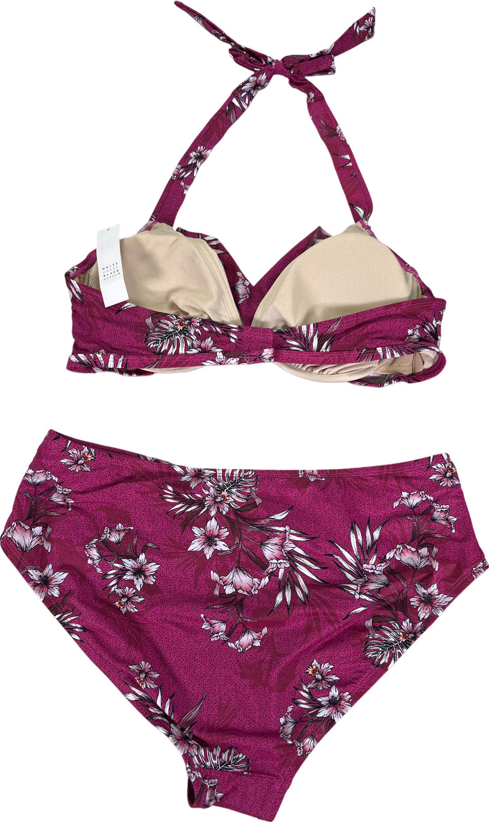 White House Black Market Womens Purple Floral Crossover Bikini Bathing Suit - XL