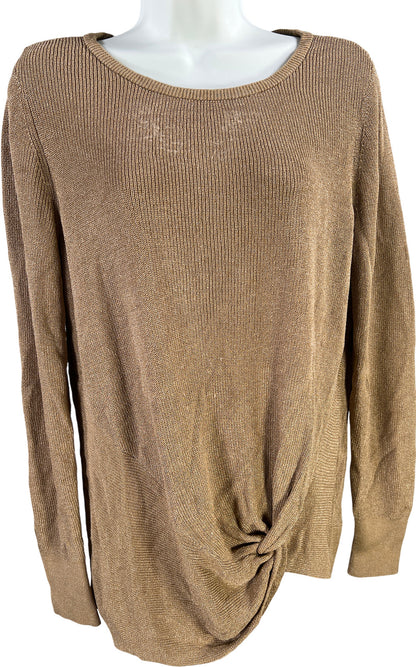 Chico’s Women’s Brown Long Sleeve Knotted Front Long Sleeve Sweater - 1/US M