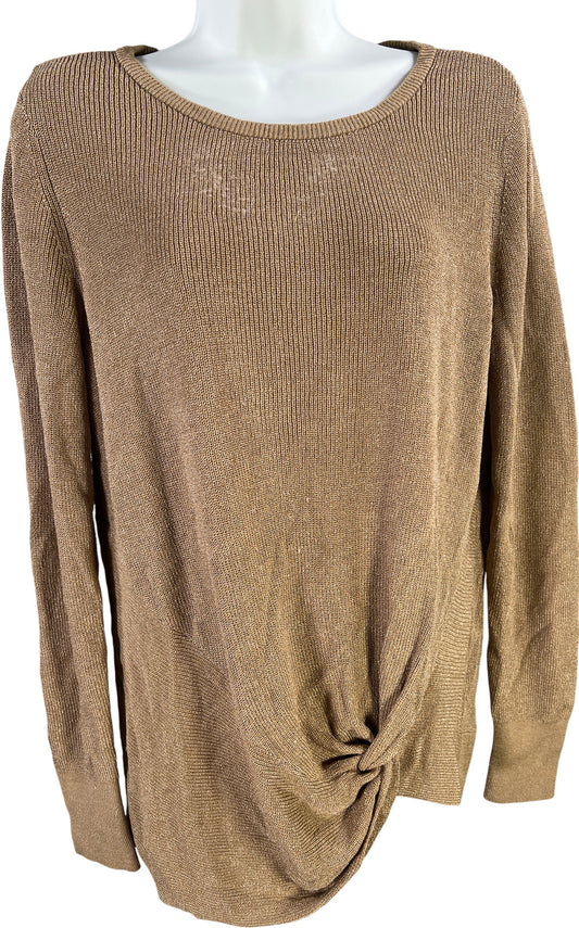 Chico’s Women’s Brown Long Sleeve Knotted Front Long Sleeve Sweater - 1/US M
