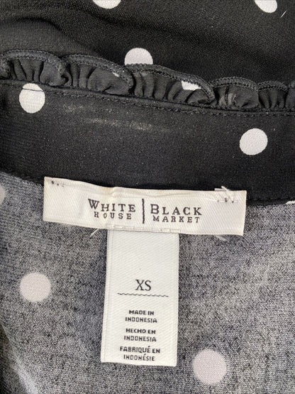 White House Black Market Top largo sin mangas con lunares negros para mujer - XS