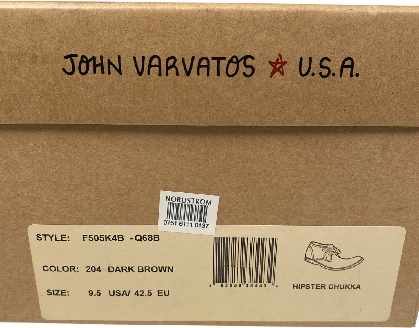 John Varvatos Men’s Brown Leather Hipster Chukka Boots - 9.5