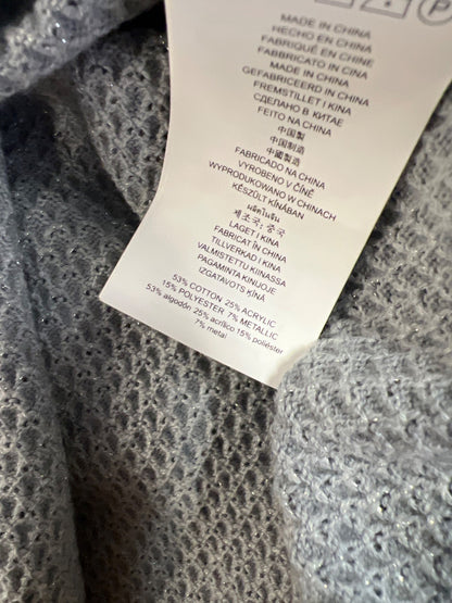Michael Kors Women’s Gray Metallic Long Sleeve Cold Shoulder Sweater - XL