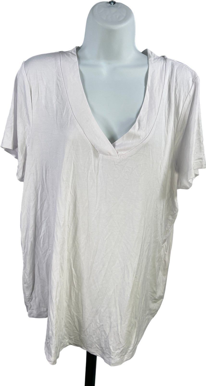 Market and Sprunce Women’s White Short Sleeve V-Neck T-Shirt - XXL