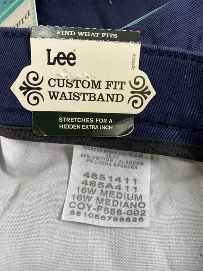 Lee Women’s Navy Blue Plain Front Straight Leg Pants - 16 Plus