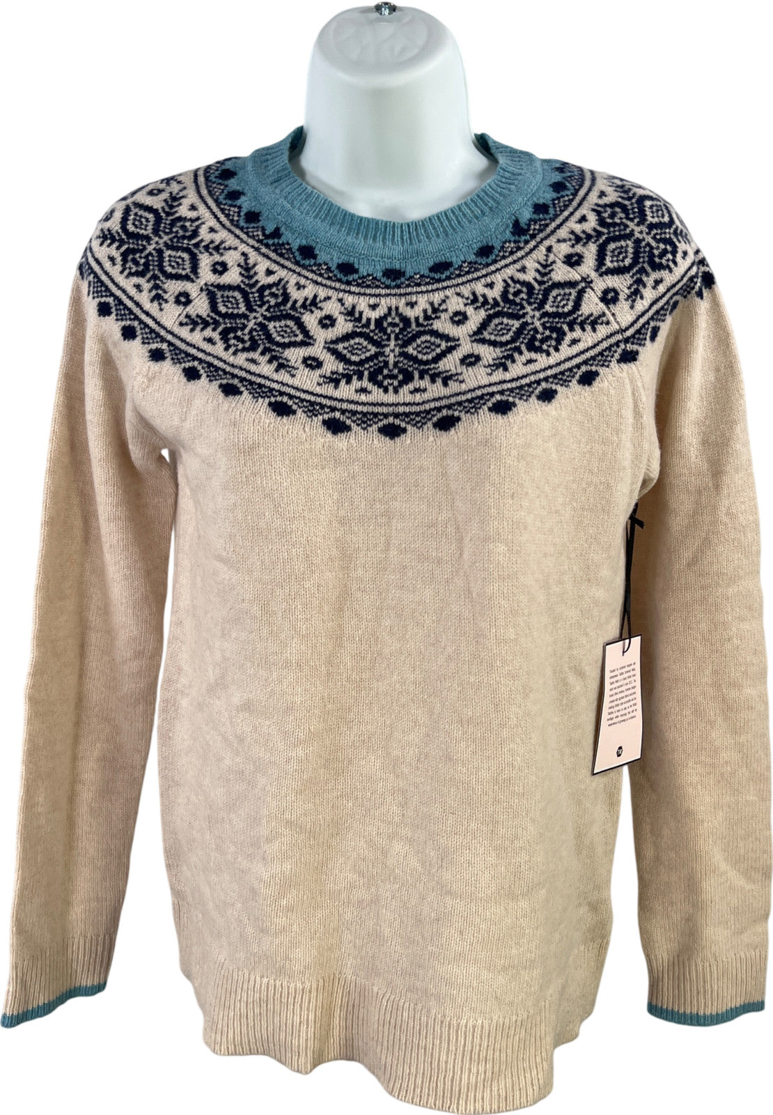 Tabitha Webb Women’s Ivory/Blue Long Sleeve Wool Blend Sweater - S