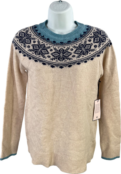 Tabitha Webb Women’s Ivory/Blue Long Sleeve Wool Blend Sweater - S