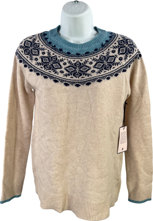 Tabitha Webb Women’s Ivory/Blue Long Sleeve Wool Blend Sweater - S