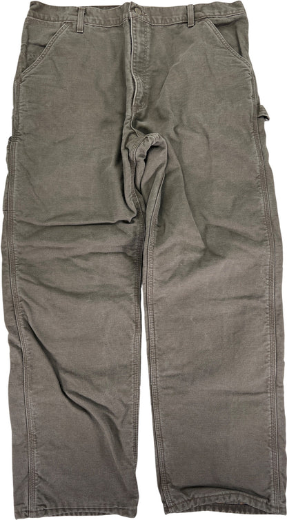 Carhartt Men’s Brown Fleece Lined Loose Fit Canvas Pants - 38x32