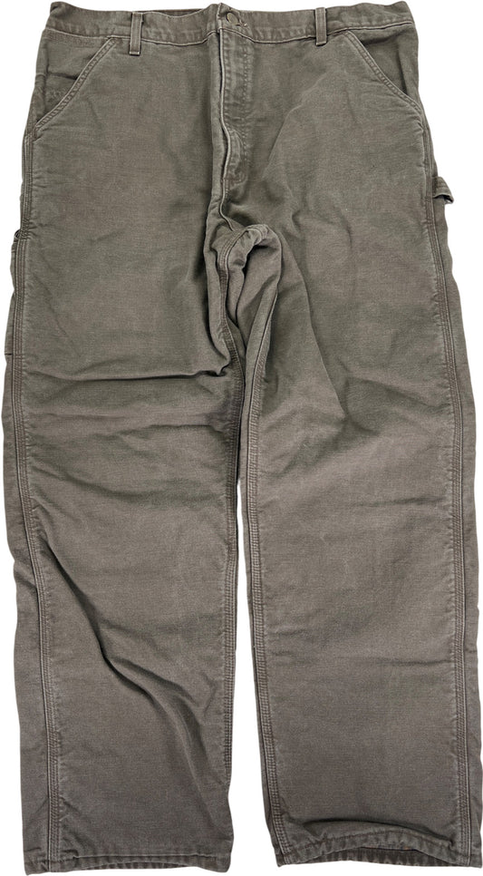 Carhartt Men’s Brown Fleece Lined Loose Fit Canvas Pants - 38x32