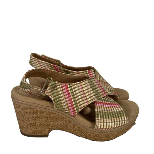 Clarks Collection Women's Brown/Pink Slingback Heeled Sandals - 7.5