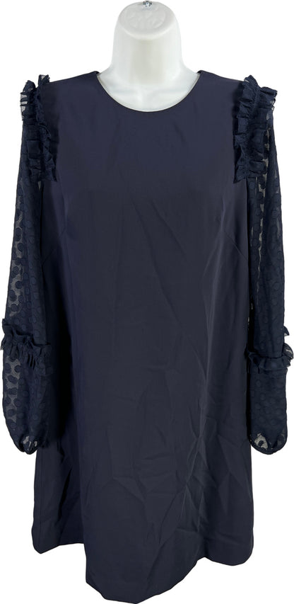 Ann Taylor Women’s Navy Blue Long Sheer Sleeve Short Shift Dress - 4