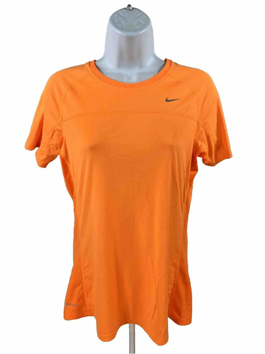 Nike Women's Orange Miler Short Sleeve Running Athletic Shirt - M