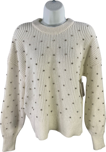 Nine West Women’s White Rhinestone Long Sleeve Sweater - L