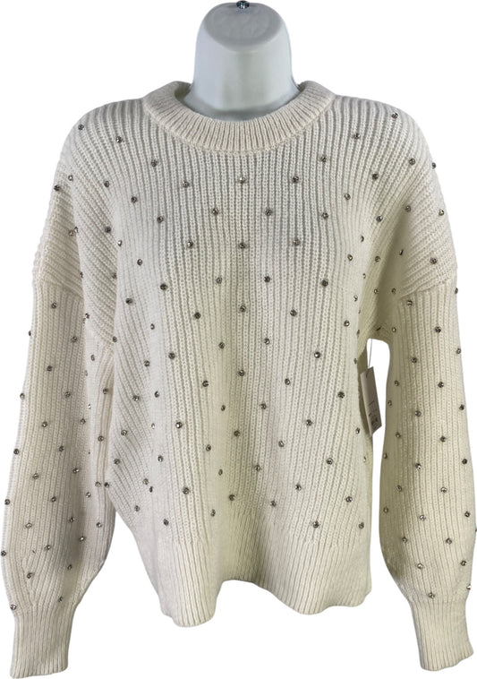 Nine West Women’s White Rhinestone Long Sleeve Sweater - L