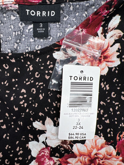 NEW Torrid Women's Black Floral Shift Dress - Plus 3X