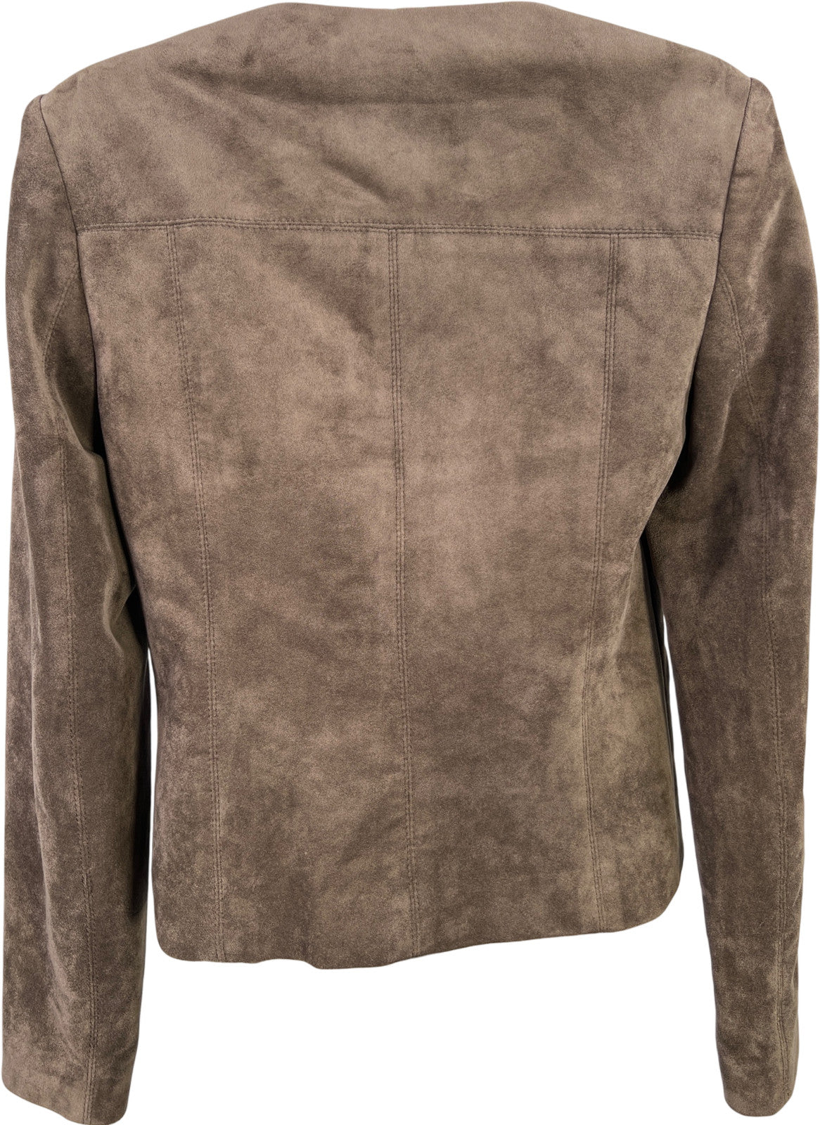 Calvin Klein Women’s Gray Faux Sude Long Sleeve Full Zip Basic Jacket - 2